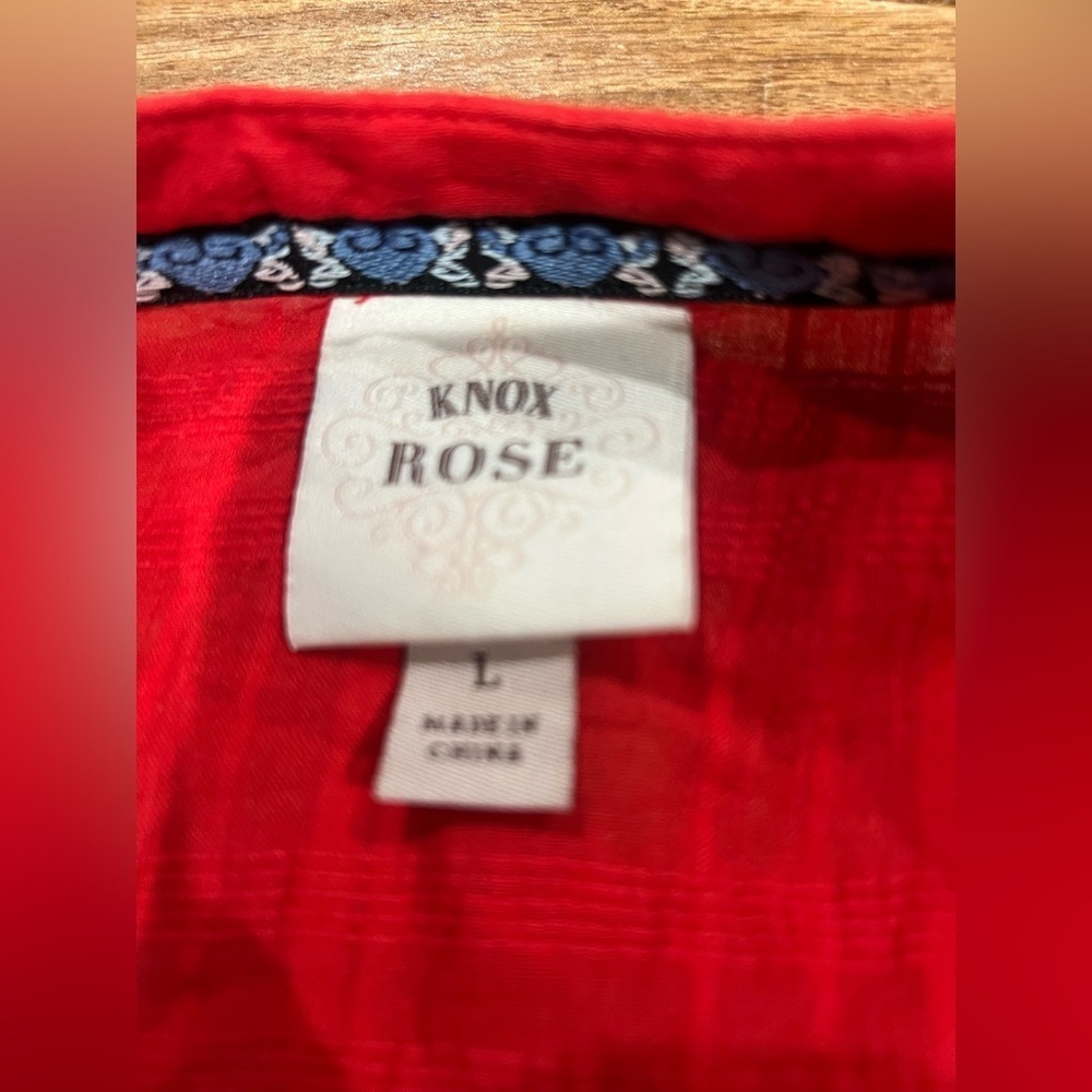 Knox Rose Women's Boho Short Sleeve V Neck Tiered Embroidered Dress Size L - Picture 9 of 16